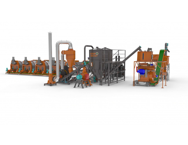 Linie procesare gunoi grajd 10-12 tone/zi – granule îngrășământ 500–600 kg/ora