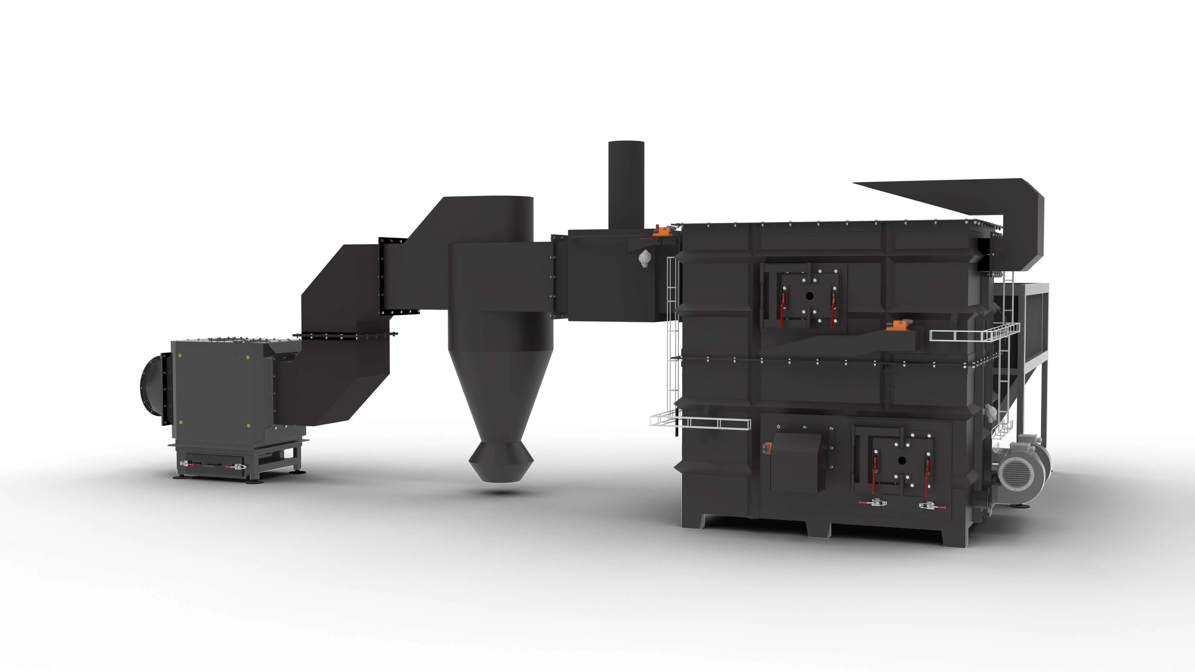 Centrala termica industriala pe combustibil solid mixt cu piroliza Seria "KD"